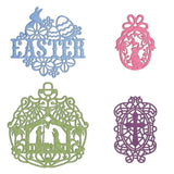GLOBLELAND 4Pcs Metal Easter Cutting Dies Bunny Rabbit Eggs Religion Crosses Stencil Template for Scrapbook Embossing Album Paper Card Craft Festival Decor, Matte Platinum