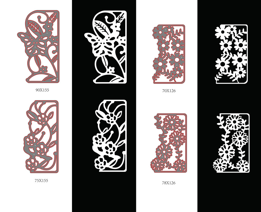 GLOBLELAND Carbon Steel Cutting Dies Stencils, for DIY Scrapbooking/Photo Album, Decorative Embossing DIY Paper Card, Flower, Matte Platinum Color, 126~155x70~90x0.8mm, 4pcs/set
