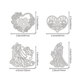 Globleland 4 Style Carbon Steel Cutting Dies Stencils, for DIY Scrapbooking/Photo Album, Decorative Embossing DIY Paper Card, Lovers & Heart & Bride & Bridegroom, Wedding Themed Pattern, 6.9~10.2x7.4~9.9x0.08cm, 1pc/style, 4pcs/set