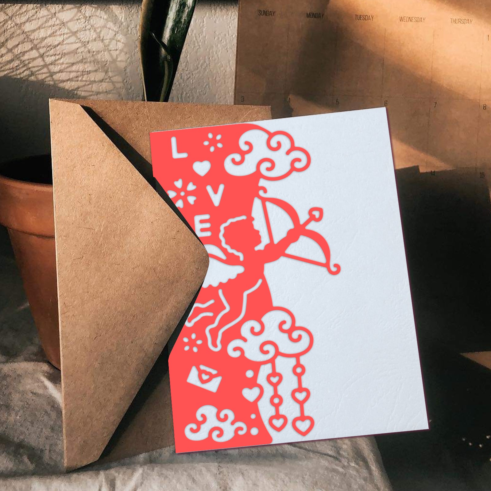 Globleland 2Pcs 2 Style Carbon Steel Cutting Dies Stencils, for DIY Scrapbooking/Photo Album, Decorative Embossing DIY Paper Card, Valentine's Day Theme, Matte Platinum Color, Angel & Fairy Pattern, 8~10.2x5.4~7.2x0.08cm, 1pc/style