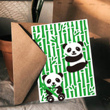 Globleland 3Pcs 3 Style Carbon Steel Cutting Dies Stencils, for DIY Scrapbooking/Photo Album, Decorative Embossing DIY Paper Card, Matte Platinum Color, Bamboo & Panda Pattern, Mixed Patterns, 1pc/style