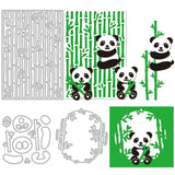 Globleland 3Pcs 3 Style Carbon Steel Cutting Dies Stencils, for DIY Scrapbooking/Photo Album, Decorative Embossing DIY Paper Card, Matte Platinum Color, Bamboo & Panda Pattern, Mixed Patterns, 1pc/style