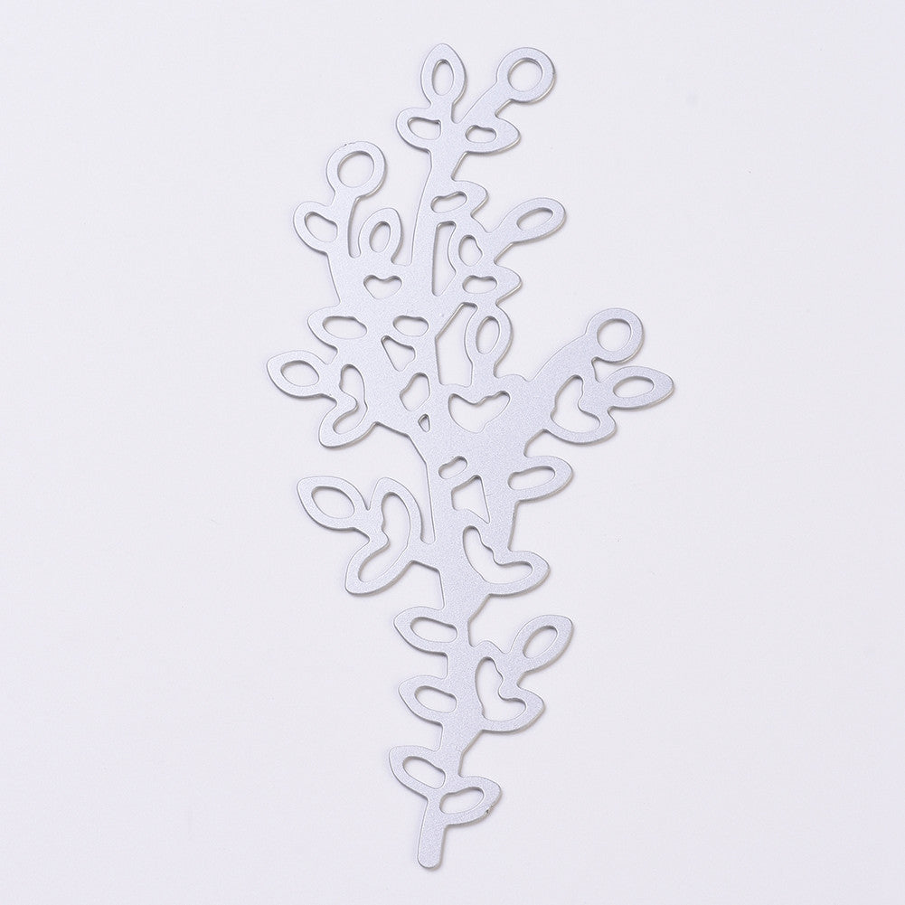 GLOBLELAND Carbon Steel Cutting Dies Stencils, for DIY Scrapbooking/Photo Album, Decorative Embossing DIY Paper Card, Leafy Branches, Matte Platinum Color, 120x56x0.9mm