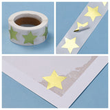 Globleland Metallic Foil Star Shape Paper Sticker Labels, Writable Paper Star Shape Seal Labels, Teacher Supplies, Gold, 24x23.5mm, 500pcs/roll
