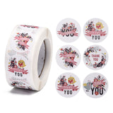 Globleland 1 Inch Thank You Self-Adhesive Paper Gift Tag Stickers, for Party, Decorative Presents, Flat Round, Word, 25mm, 500pcs/roll, 5Roll/Set