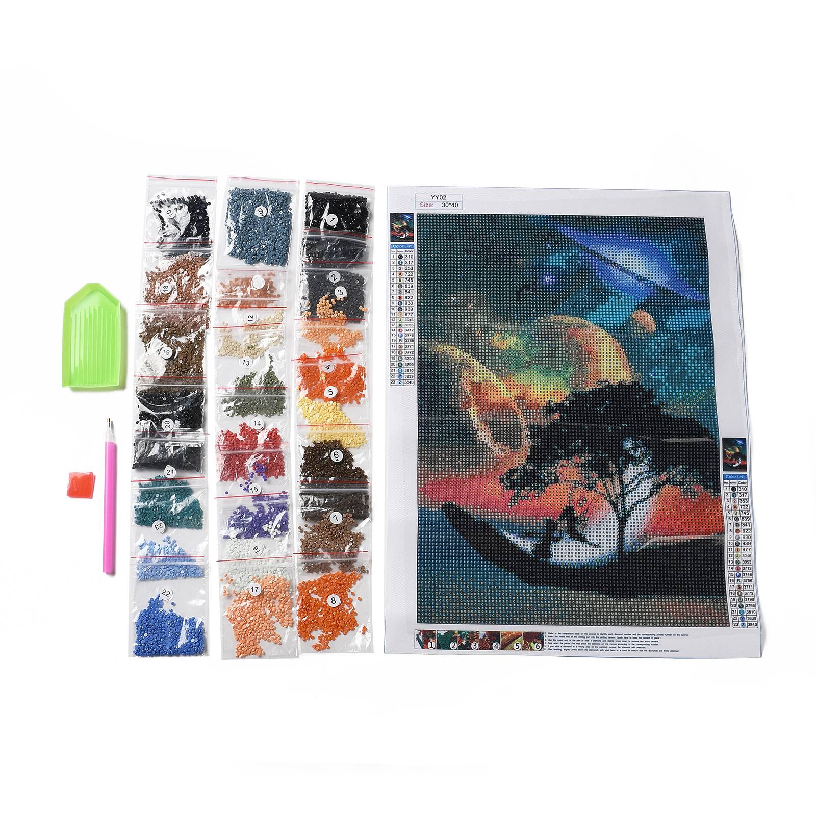 Globleland DIY 5D Diamond Painting Full Drill Kits, including 1 Sheet Canvas Painting Cloth, 23 Bags Resin Rhinestones, 1Pc Diamond Sticky Pen, 1Pc Tray Plate and 1Pc Glue Clay, Universe Themed Pattern, 20~400x20~300x0.5~8.5mm, 2Set/Pack