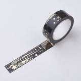 Globleland DIY Scrapbook Decorative Paper Tapes, Adhesive Tapes, Star and Moon, Black, 15mm