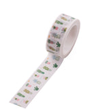 Globleland DIY Scrapbook Decorative Paper Tapes, Adhesive Tapes, Cactus, White, 15mm, 5m/roll(5.46yards/roll)