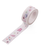 Globleland DIY Scrapbook Decorative Paper Tapes, Adhesive Tapes, Flower, White, 15mm, 5m/roll(5.46yards/roll)