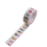 Globleland DIY Scrapbook Decorative Paper Tapes, Adhesive Tapes, Cactus, White, 15mm, 5m/roll(5.46yards/roll)