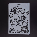 Globleland Plastic Drawing Painting Stencils Templates, Rectangle, Flower Pattern, White, 25.5x17.4x0.04cm