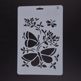 Globleland Plastic Drawing Painting Stencils Templates, Rectangle, Butterfly Pattern, White, 25.5x17.4x0.04cm