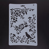 Globleland Plastic Drawing Painting Stencils Templates, Rectangle, Bird Pattern, White, 25.5x17.4x0.04cm, 2pcs/set