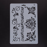 Globleland Plastic Drawing Painting Stencils Templates, Rectangle, Flower Pattern, White, 25.5x17.4x0.04cm