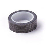 Globleland DIY Scrapbook Decorative Paper Tapes, Adhesive Tapes, Grid Pattern, Black, 15mm, about 10m/roll