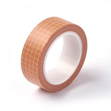 Globleland DIY Scrapbook Decorative Paper Tapes, Adhesive Tapes, Grid Pattern, Orange, 15mm, about 10m/roll