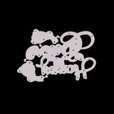 GLOBLELAND Word Happy Easter Frame Carbon Steel Cutting Dies Stencils, for DIY Scrapbooking/Photo Album, Decorative Embossing DIY Paper Card, Matte Platinum, 8.1x6.5x0.08cm