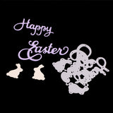 GLOBLELAND Word Happy Easter Frame Carbon Steel Cutting Dies Stencils, for DIY Scrapbooking/Photo Album, Decorative Embossing DIY Paper Card, Matte Platinum, 8.1x6.5x0.08cm