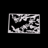 GLOBLELAND Rectangle with Dragonfly Frame Carbon Steel Cutting Dies Stencils, for DIY Scrapbooking/Photo Album, Decorative Embossing DIY Paper Card, Matte Platinum, 9.5x6.4x0.08cm