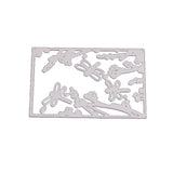 GLOBLELAND Rectangle with Dragonfly Frame Carbon Steel Cutting Dies Stencils, for DIY Scrapbooking/Photo Album, Decorative Embossing DIY Paper Card, Matte Platinum, 9.5x6.4x0.08cm