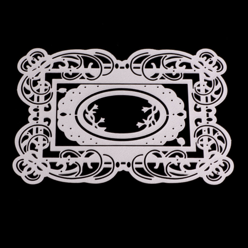 GLOBLELAND Rectangle Frame Carbon Steel Cutting Dies Stencils, for DIY Scrapbooking/Photo Album, Decorative Embossing DIY Paper Card, Matte Platinum, 16.4x11.7x0.08cm
