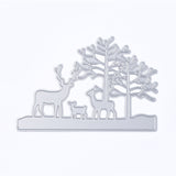 Globleland Deer with Tree Frame Carbon Steel Cutting Dies Stencils, for DIY Scrapbooking/Photo Album, Decorative Embossing DIY Paper Card, Matte Platinum Color, 81x117x0.8mm, 5pcs/set