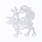 Globleland Christmas Theme Frame Carbon Steel Cutting Dies Stencils, for DIY Scrapbooking/Photo Album, Decorative Embossing DIY Paper Card, Santa Claus with Reindeer, Matte Platinum Color, 107x99x0.8mm, 5pcs/set