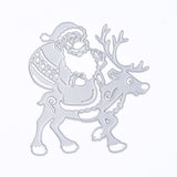 Globleland Christmas Theme Frame Carbon Steel Cutting Dies Stencils, for DIY Scrapbooking/Photo Album, Decorative Embossing DIY Paper Card, Santa Claus with Reindeer, Matte Platinum Color, 107x99x0.8mm, 5pcs/set