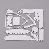 Globleland Frame Carbon Steel Cutting Dies Stencils, for DIY Scrapbooking/Photo Album, Decorative Embossing DIY Paper Card, Matte Platinum Color, 11.2x10x0.1cm, 5pcs/set