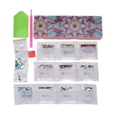 Globleland 5D DIY Diamond Painting Stickers Kits For ABS Pencil Case Making, with Resin Rhinestones, Diamond Sticky Pen, Tray Plate and Glue Clay, Rectangle with Flower Pattern, Mixed Color, 20.5x7x2.5cm, 2Set/Pack