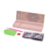 Globleland 5D DIY Diamond Painting Stickers Kits For ABS Pencil Case Making, with Resin Rhinestones, Diamond Sticky Pen, Tray Plate and Glue Clay, Rectangle with Flower Pattern, Mixed Color, 20.5x7x2.5cm, 2Set/Pack