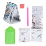 Globleland DIY Diamond Painting Stickers Kits For Plastic Mirror Making, with Glass, Resin Rhinestones, Diamond Sticky Pen, Tray Plate and Glue Clay, Rectangle with Ox Pattern, Mixed Color, 88x62x10mm, 2Set/Pack