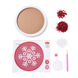 Globleland DIY Christmas Theme Diamond Painting Kits For Kids, Snowflake Pattern Photo Frame Making, with Resin Rhinestones, Pen, Tray Plate and Glue Clay, Red, 19.7x1.6cm, Inner Diameter: 16.9cm, 2Box/Pack