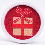 Globleland DIY Christmas Theme Diamond Painting Kits For Kids, Gift Pattern Photo Frame Making, with Resin Rhinestones, Pen, Tray Plate and Glue Clay, Red, 19.7x1.6cm, Inner Diameter: 16.9cm, 2Box/Pack