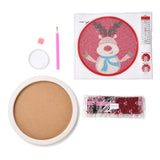 Globleland DIY Christmas Theme Diamond Painting Kits For Kids, Reindeer Pattern Photo Frame Making, with Resin Rhinestones, Pen, Tray Plate and Glue Clay, Red, 19.7x1.6cm, Inner Diameter: 16.9cm, 2Box/Pack