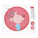Globleland DIY Christmas Theme Diamond Painting Kits For Kids, Reindeer Pattern Photo Frame Making, with Resin Rhinestones, Pen, Tray Plate and Glue Clay, Red, 19.7x1.6cm, Inner Diameter: 16.9cm, 2Box/Pack