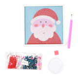 Globleland DIY Christmas Theme Diamond Painting Kits For Kids, Santa Claus Pattern Photo Frame Making, with Resin Rhinestones, Pen, Tray Plate and Glue Clay, Mixed Color, 15x15x2cm, 2Box/Pack