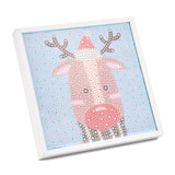Globleland DIY Christmas Theme Diamond Painting Kits For Kids, Reindeer Pattern Photo Frame Making, with Resin Rhinestones, Pen, Tray Plate and Glue Clay, Mixed Color, 15x15x2cm, 2Box/Pack