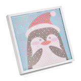 Globleland DIY Christmas Theme Diamond Painting Kits For Kids, Penguin Pattern Photo Frame Making, with Resin Rhinestones, Pen, Tray Plate and Glue Clay, Mixed Color, 15x15x2cm, 2Box/Pack