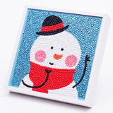 Globleland DIY Christmas Theme Diamond Painting Kits For Kids, Snowman Pattern Photo Frame Making, with Resin Rhinestones, Pen, Tray Plate and Glue Clay, Mixed Color, 15x15x2cm, 2Box/Pack