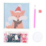 Globleland DIY Christmas Theme Diamond Painting Kits For Kids, Fox Pattern Photo Frame Making, with Resin Rhinestones, Pen, Tray Plate and Glue Clay, Mixed Color, 15x15x2cm, 2Box/Pack
