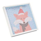 Globleland DIY Christmas Theme Diamond Painting Kits For Kids, Fox Pattern Photo Frame Making, with Resin Rhinestones, Pen, Tray Plate and Glue Clay, Mixed Color, 15x15x2cm, 2Box/Pack