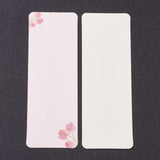 Globleland Paper Card, DIY Bookmark Card, Rectangle, Pink, Flower Pattern, 140x49x0.5mm, Hole: 4mm, 20pcs/bag, 10Bag/set