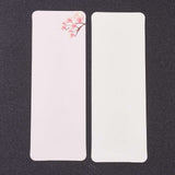 Globleland Paper Card, DIY Bookmark Card, Rectangle, Pink, Flower Pattern, 140x49x0.5mm, Hole: 4mm, 20pcs/bag, 10Bag/set