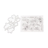 Clear Silicone Stamps and Carbon Steel Cutting Dies Set, for DIY Scrapbooking, Photo Album Decorative, Cards Making, Stamp Sheets, Flower Pattern, Stamps: 11x8x0.3cm; Cutting Dies Stencils: 6x10x0.07cm, 2pcs/set, 3sets/bag