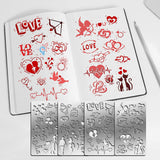 Globleland 4Pcs 4 Style 304 Stainless Steel Cutting Dies Stencils, for DIY Scrapbooking/Photo Album, Decorative Embossing DIY Paper Card, Stainless Steel Color, Valentine's day Themed Pattern, 17.7x10.1cm, 1pc/style
