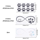 Globleland Waterproof PET Decoration Sticker, for Window or Stairway Home Decoration, Dog Paw Print, Mixed Color, 14~18x7.7~8cm, 1Set/Set