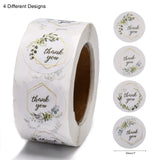 Globleland 1 Inch Thank You Stickers, Self-Adhesive Kraft Paper Gift Tag Stickers, Adhesive Labels, for Festival, Christmas, Holiday Presents, with Word Thank You, White, Sticker: 25mm, 500pcs/roll, 3Roll/Set