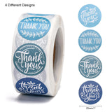 Globleland 1 Inch Thank You Stickers, Self-Adhesive Kraft Paper Gift Tag Stickers, Adhesive Labels, for Festival, Christmas, Holiday Presents, with Word Thank You, Blue, Sticker: 25mm, 500pcs/roll, 3Roll/Set