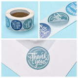 Globleland 1 Inch Thank You Stickers, Self-Adhesive Kraft Paper Gift Tag Stickers, Adhesive Labels, for Festival, Christmas, Holiday Presents, with Word Thank You, Blue, Sticker: 25mm, 500pcs/roll, 3Roll/Set